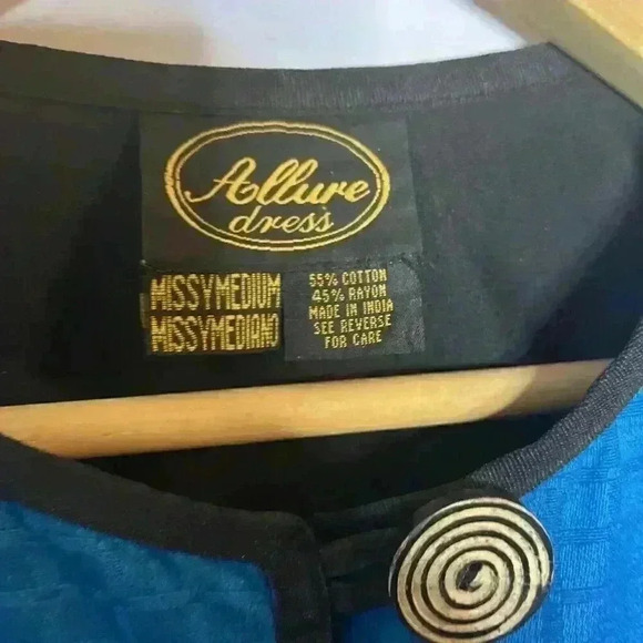 Vintage Allure Dress Jacket Womens Med Blue‎ Patchwork Boho Art To Wear Blazer - Picture 7 of 11